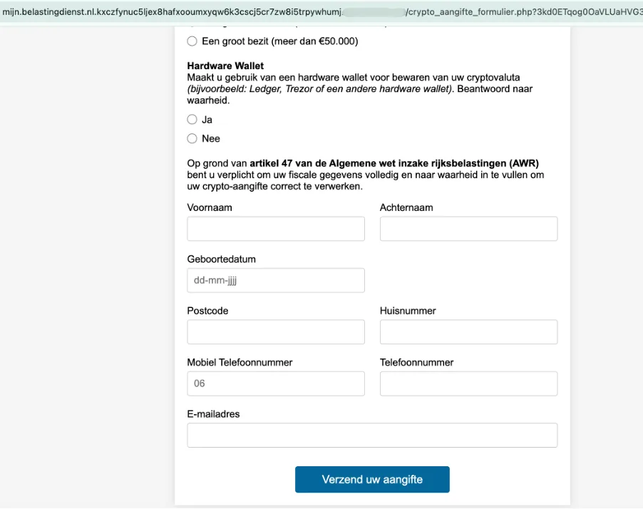 Figure 4: Form for Taxe Information (Source: Modat Magnify)