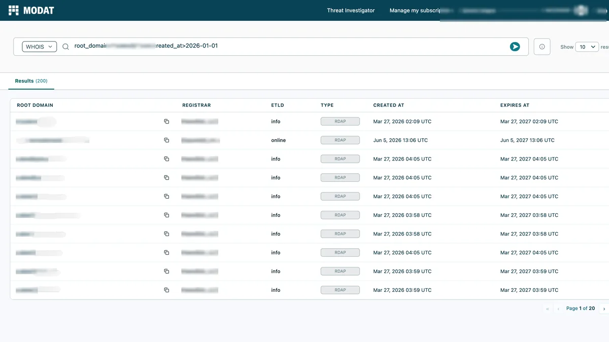 Identify Phishing Campaigns in Modat Magnify